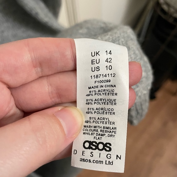 Asos design maternity knit mini dress with zip collar in heather gray - Picture 8 of 8